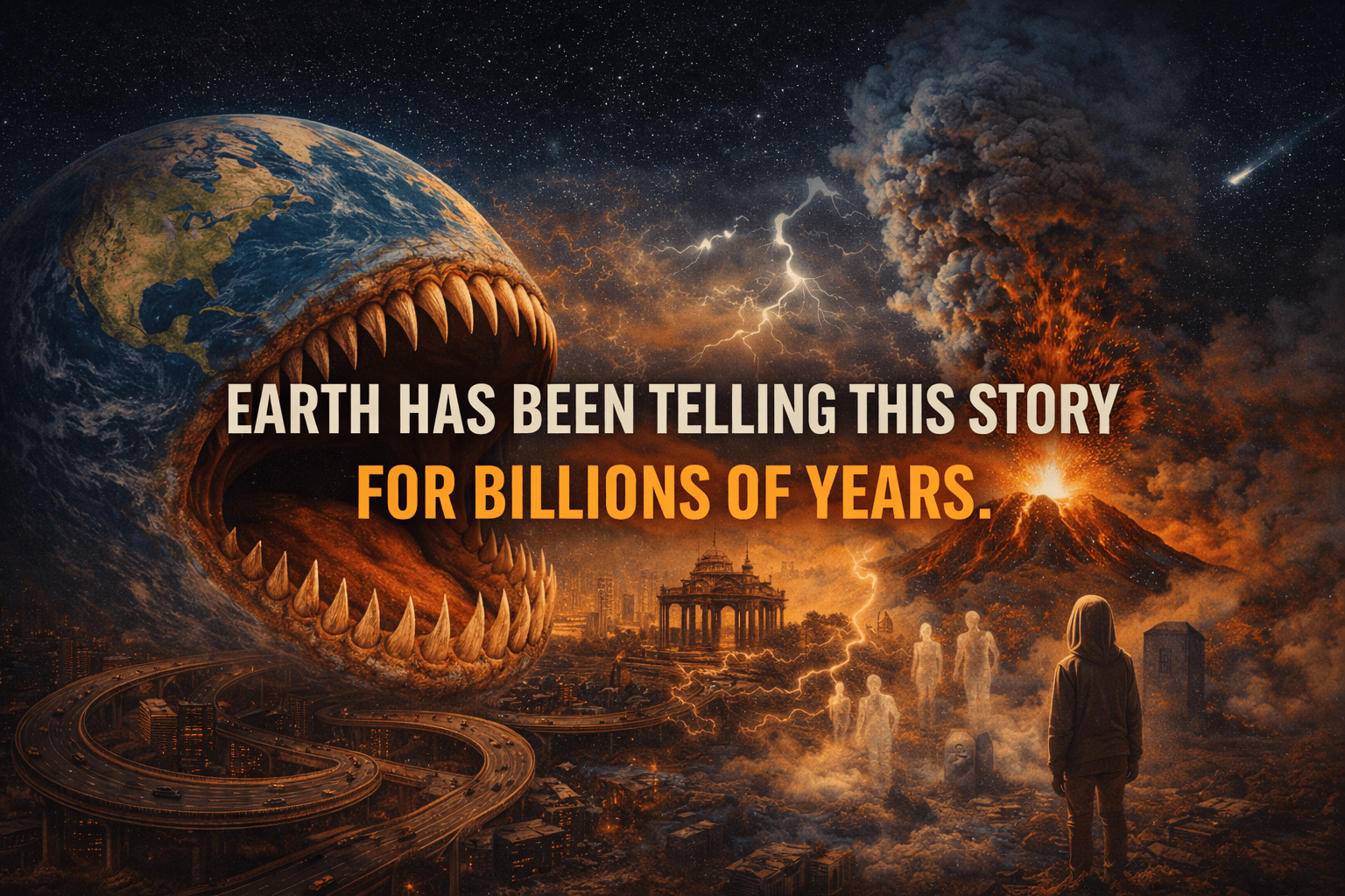Earth consumes civilization in fiery chaos (2) Earth Has Been Telling This Story for Billions of Years