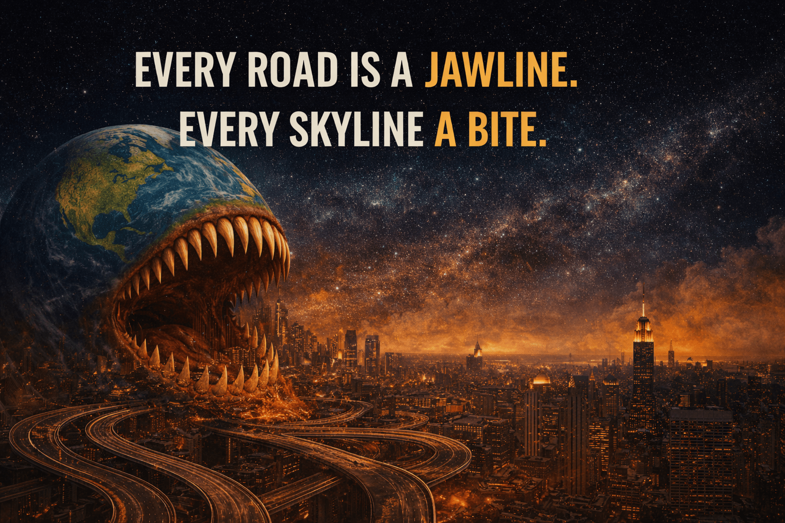 🌆 Every Road Is a Jawline. Every Skyline a Bite.