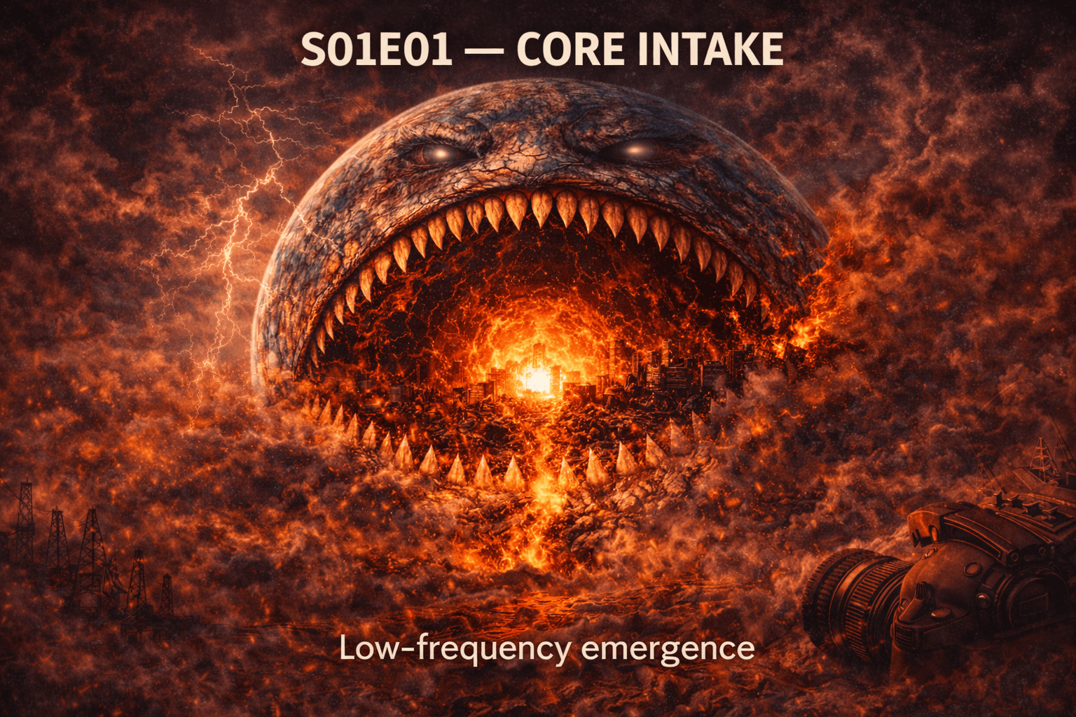 Apocalyptic earth devouring its core