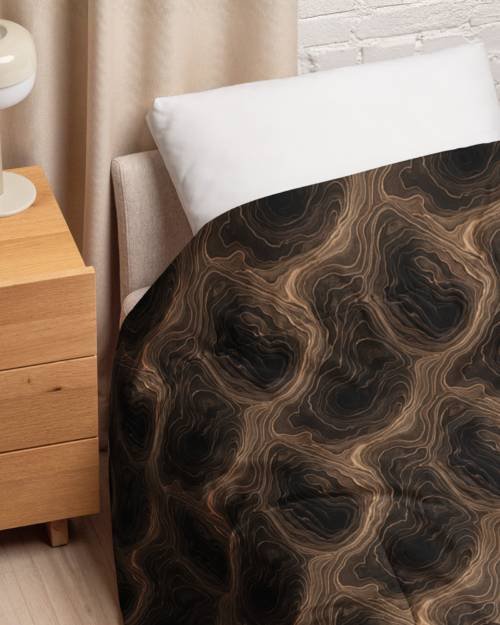 Earth: The All Eater, Erosion Grid – Comforter – Black & Gold